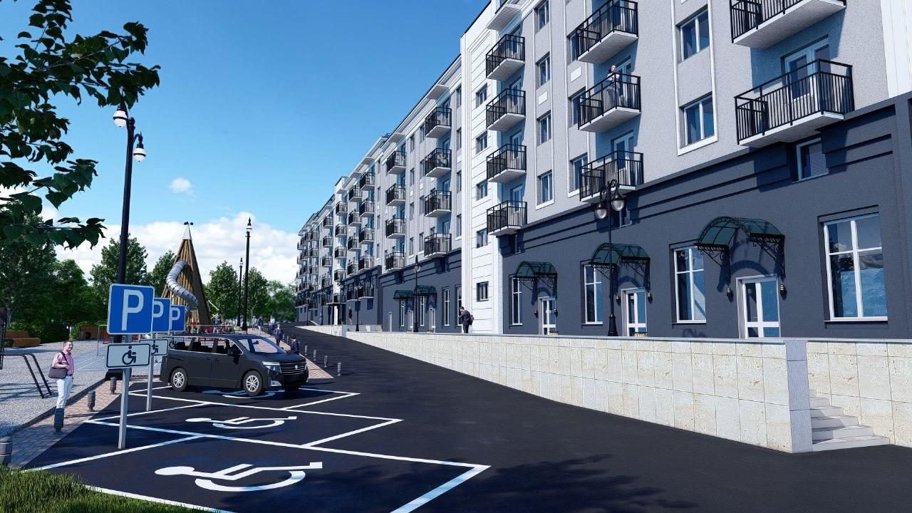 Парковка у дома — выделены места для маломобильных жильцов