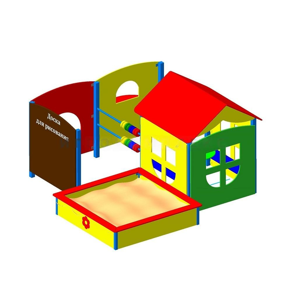 Домик с лазами и песочницей