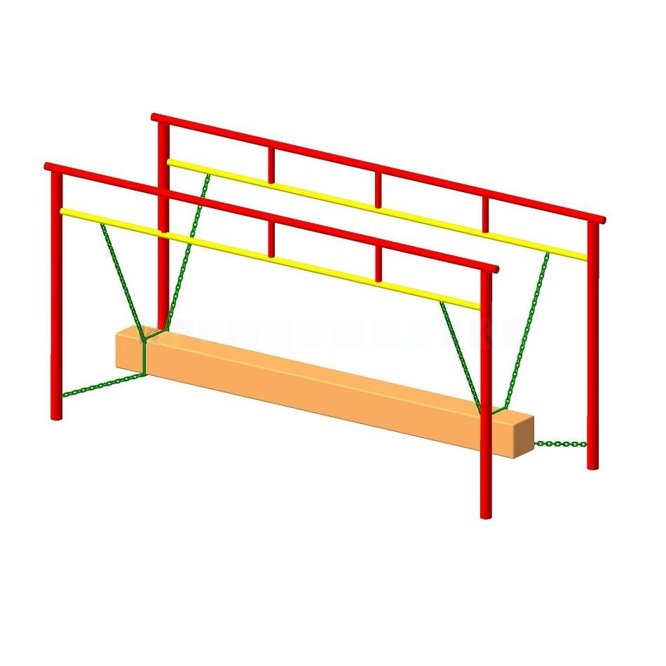Подвесное бревно с поручнями